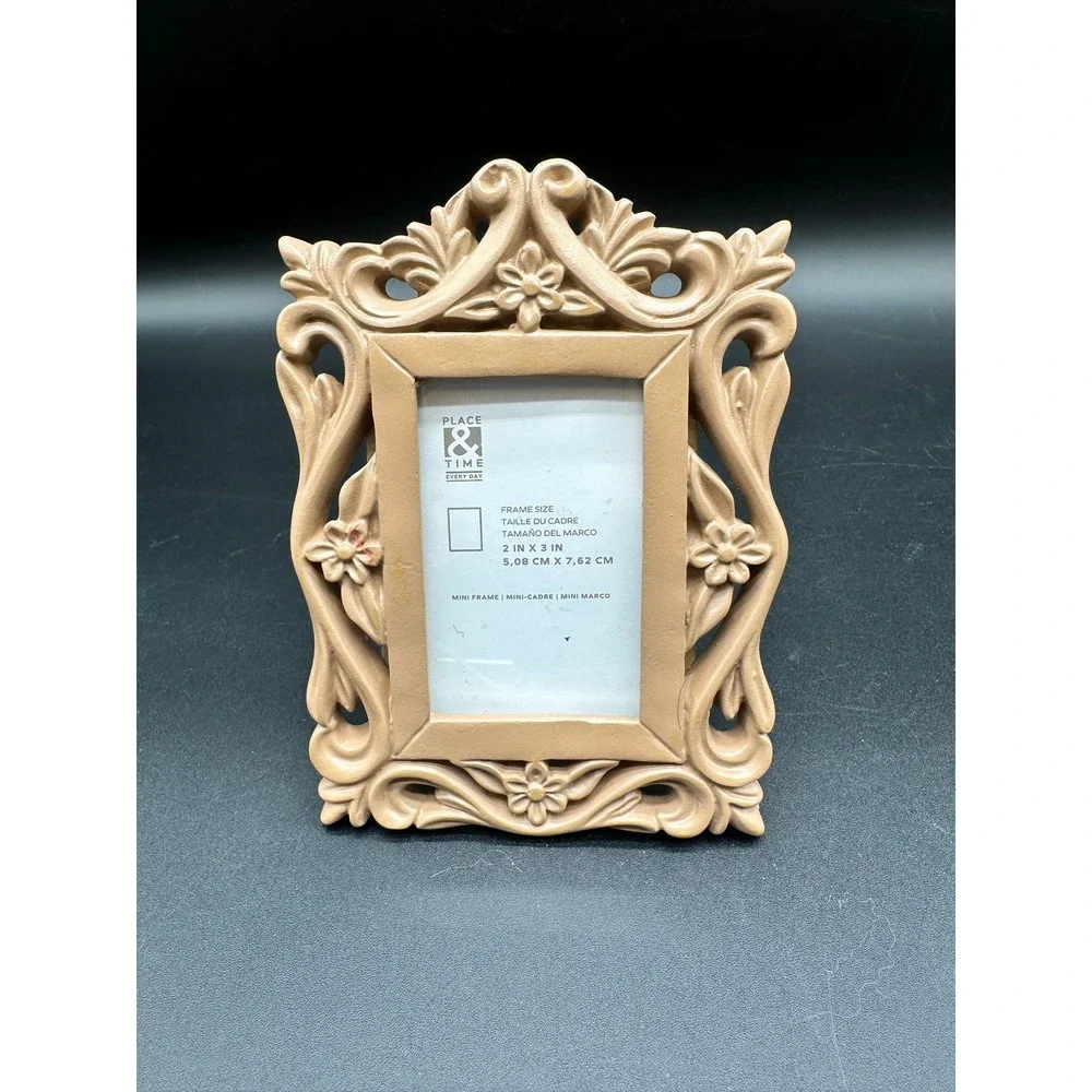 Mini Floral Scrollwork Gold Picture Frame Vintage‎ Style Place & Time Everyday